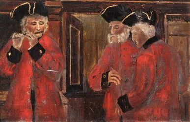 Drei Chelsea-Pensionäre in der Station, 1885